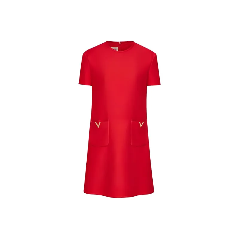 Valentino Short Sleeved Dress Women's Red-0