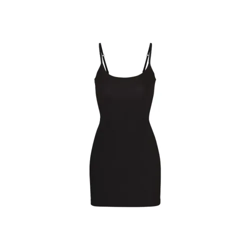 Skims Slip Dresses Women's White Agate Black/ONYX