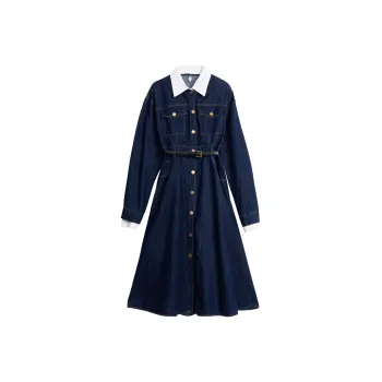 Olrain Long Sleeved Dresses Women's Dark Blue