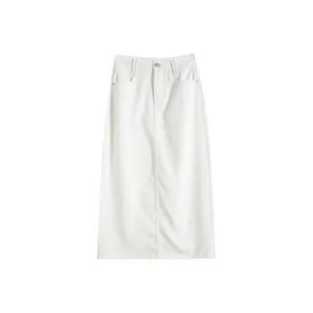 Rose Denim Long Skirts Women's White