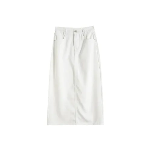 Rose Denim Long Skirts Women's White
