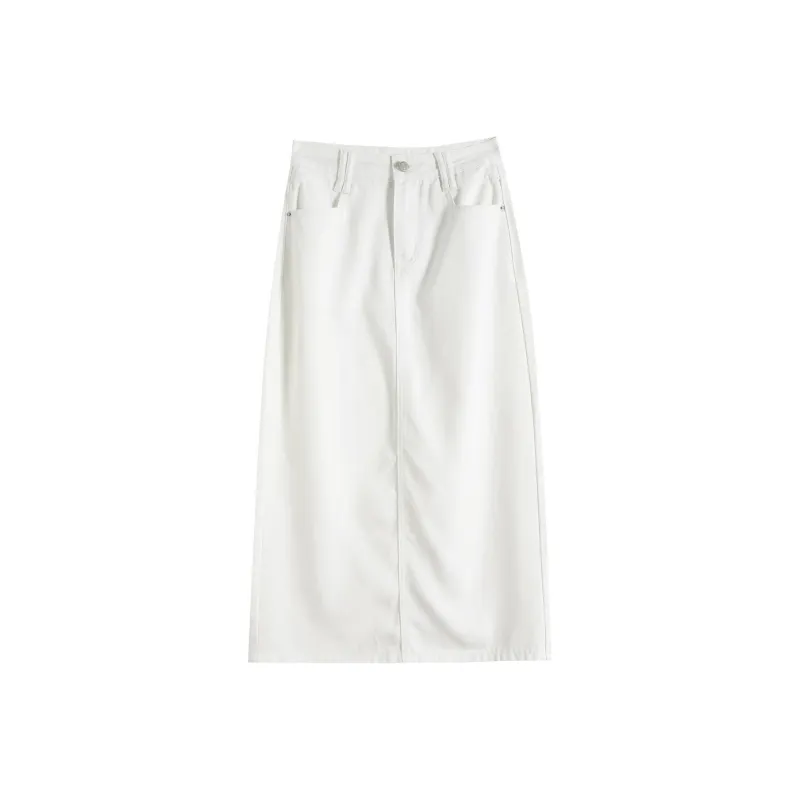 Rose Denim Long Skirts Women's White-0