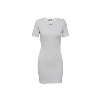 MIU MIU Logo patch Scallop trim Minidress