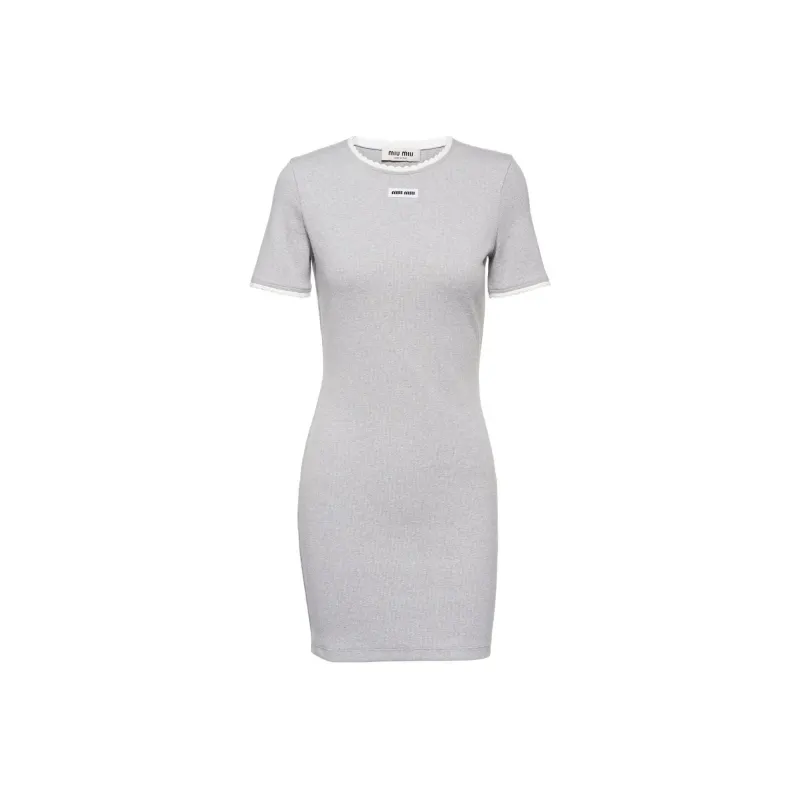 MIU MIU Logo patch Scallop trim Minidress-0