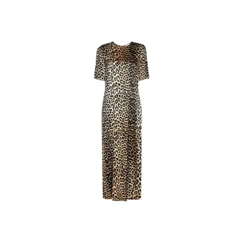 GANNI Short-Sleeved Dresses Women's Brown