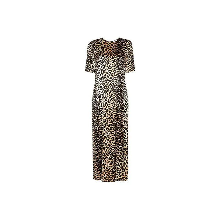 GANNI Short-Sleeved Dresses Women's Brown-0