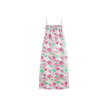 GANNI 3D Jacquard Ruched Midi Dress