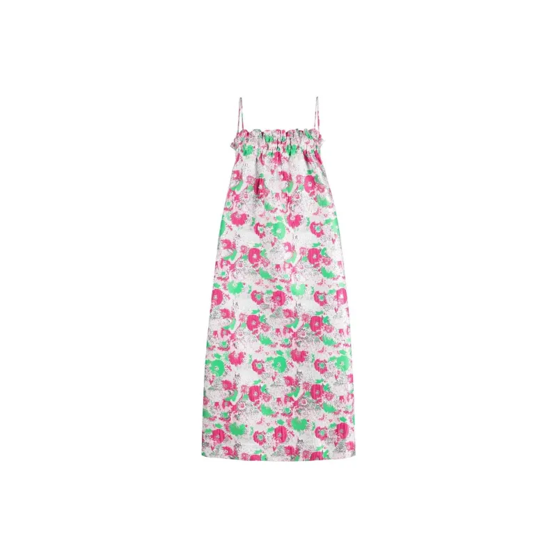 GANNI 3D Jacquard Ruched Midi Dress-0