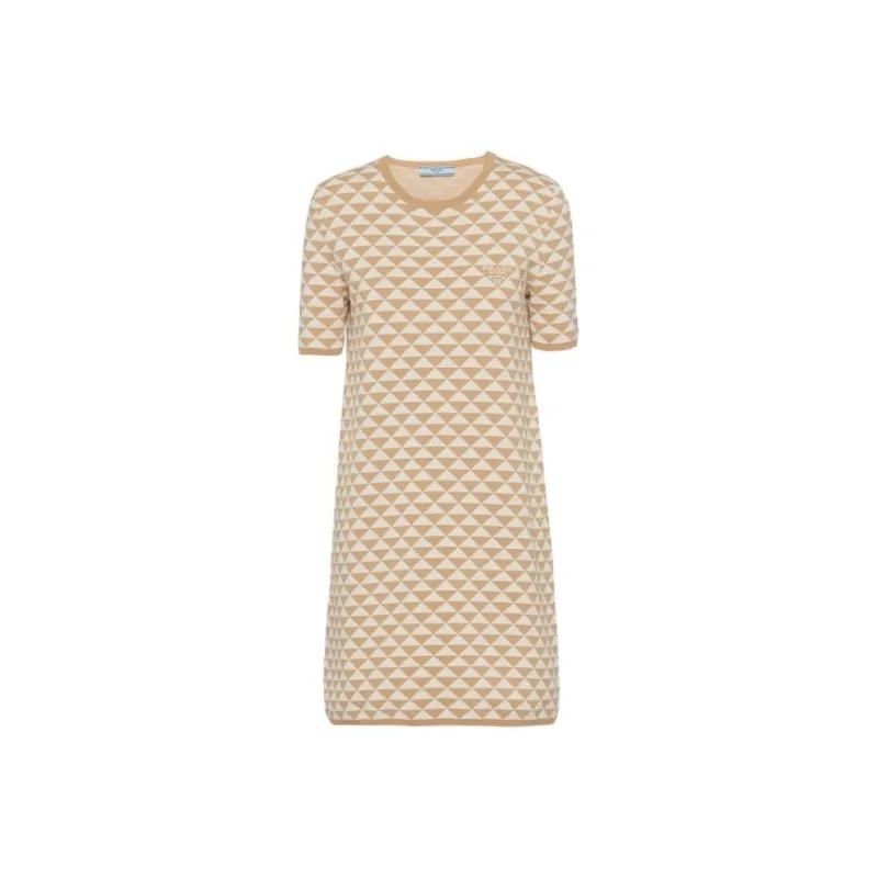 PRADA Short-Sleeved Dresses Women's Beige-0