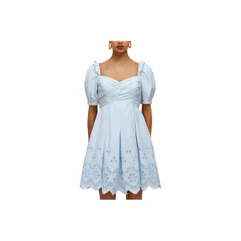 Self portrait Short Sleeved Dress Women's Sky Blue