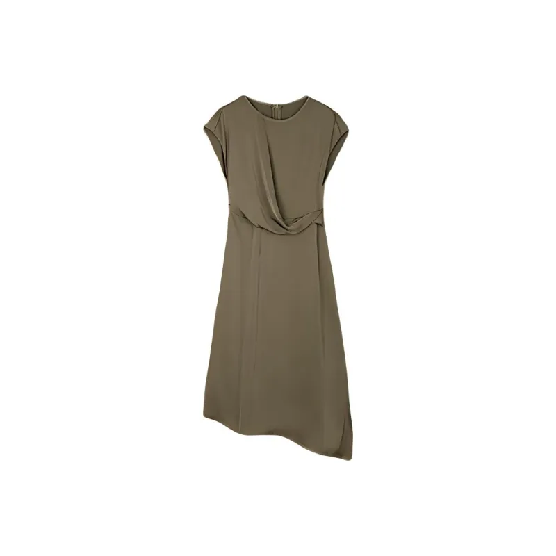 IHIMI Short Sleeved Dress Women's Khaki Brown-0