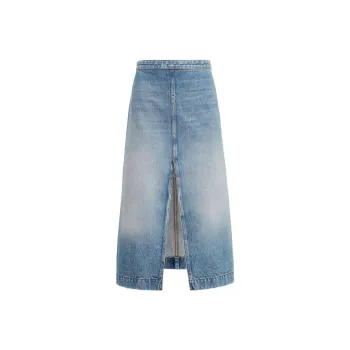 KHAITE Fraser Denim Midi Skirt