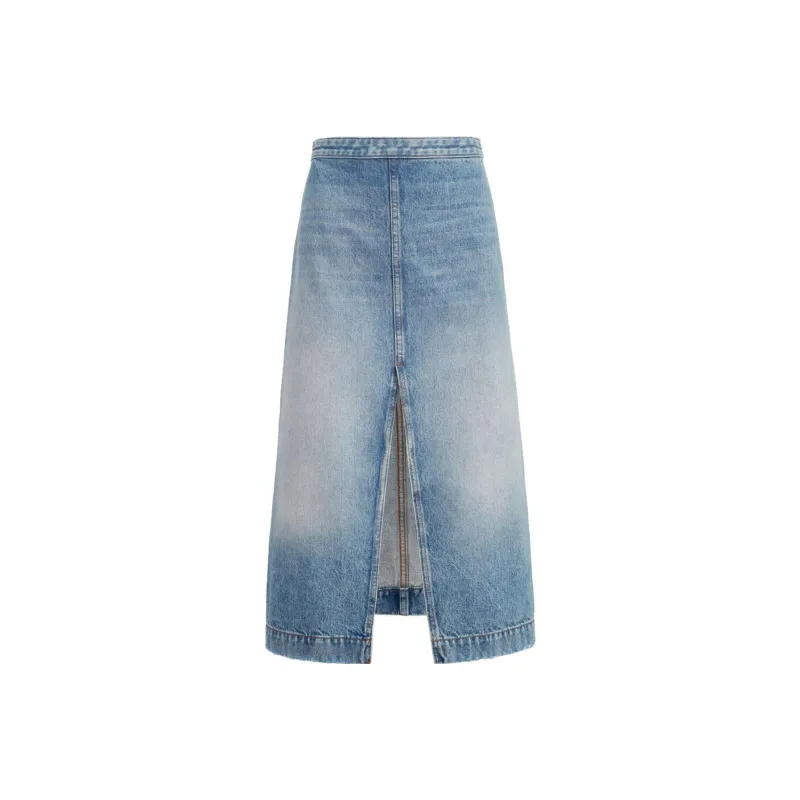 KHAITE Fraser Denim Midi Skirt-0