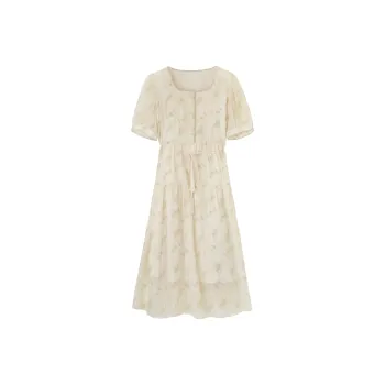 NAWAIN Short Sleeved Dress Women's Army Green