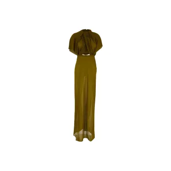 SAINT LAURENT Cut Out Crewneck Maxi Dress