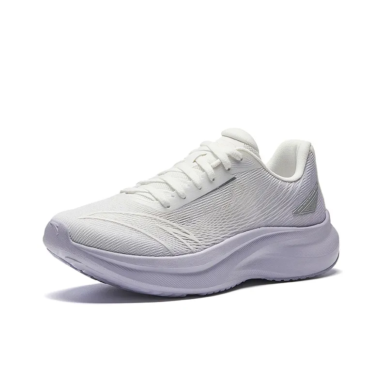 Anta Rebound Height Increase Lightweight Breathable Low Top Training Racing Running Shoes Women's White Purple-1