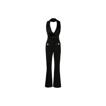BALMAIN Denuded Shoulder Open Back Jumpsuit