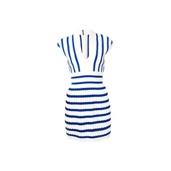 BALMAIN Short-Sleeved Dresses Women's Blue With White Lettering