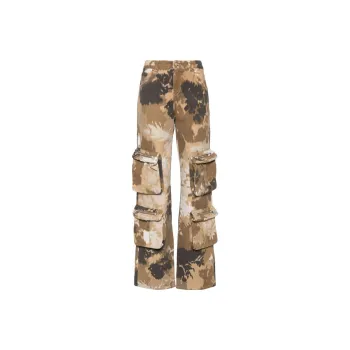 Blumarine Camouflage Printed Straight Leg Cargo Jeans