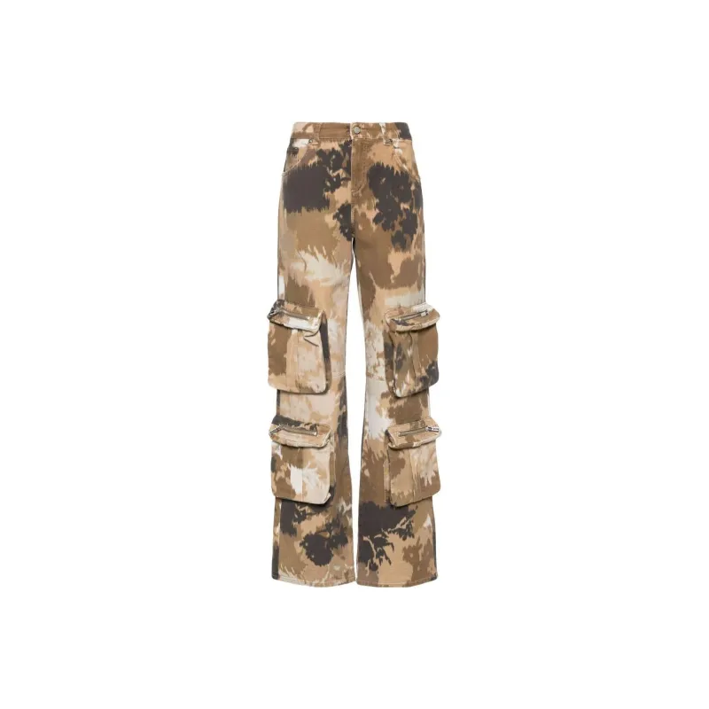 Blumarine Camouflage Printed Straight Leg Cargo Jeans-0