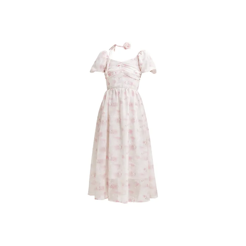 Emodues Short Sleeved Dresses Women's Pink-0