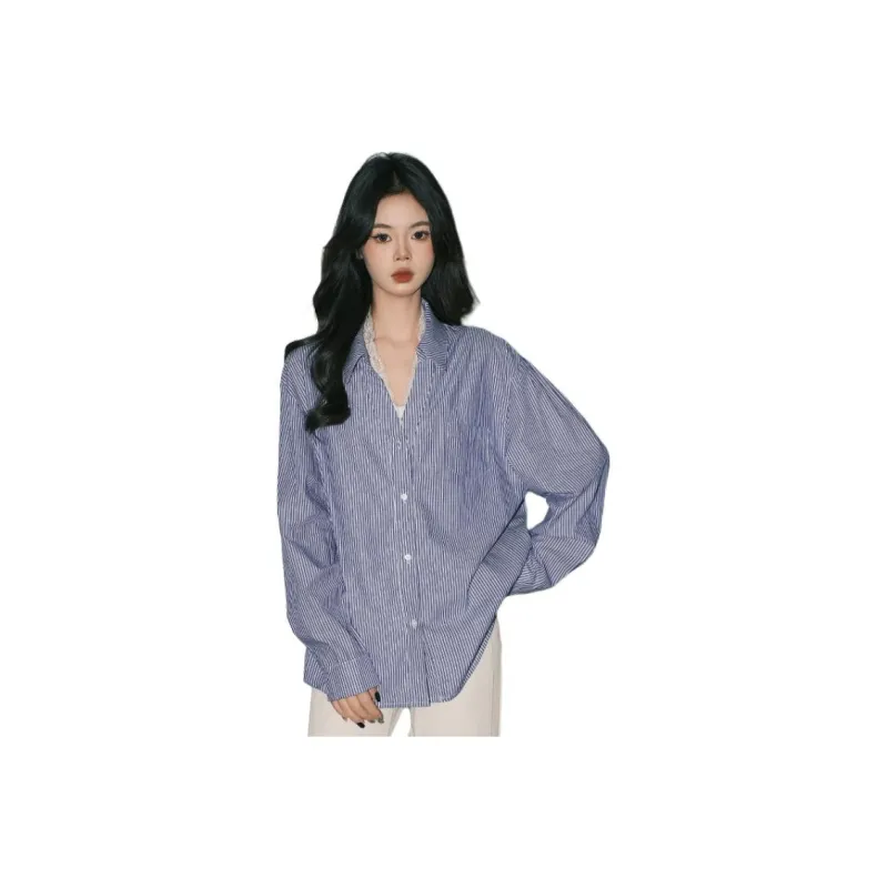 FOREVER 21 Shirts Women's Blue Stripes-0