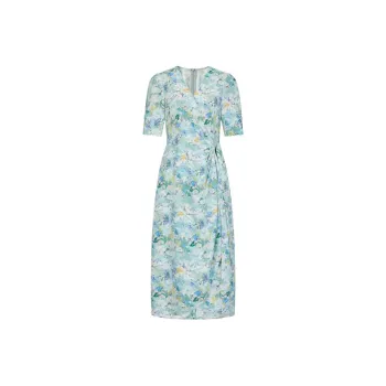 JZ. ANNAKRO Short Sleeved Dress Women's Light Green Flower