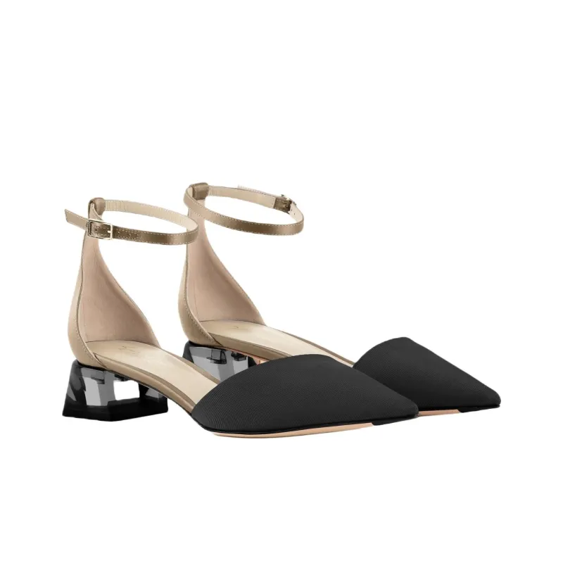 AMANI D'Orsay Chunky Heel High Heels 3.5cm Women's Black Gold-1