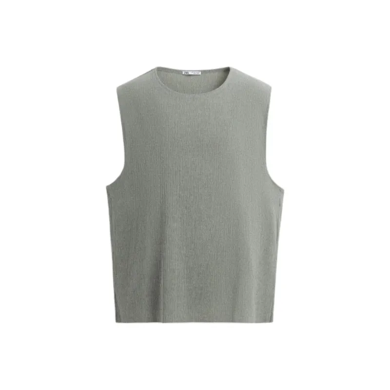 ZARA Tank Tops Men Gray Green-0