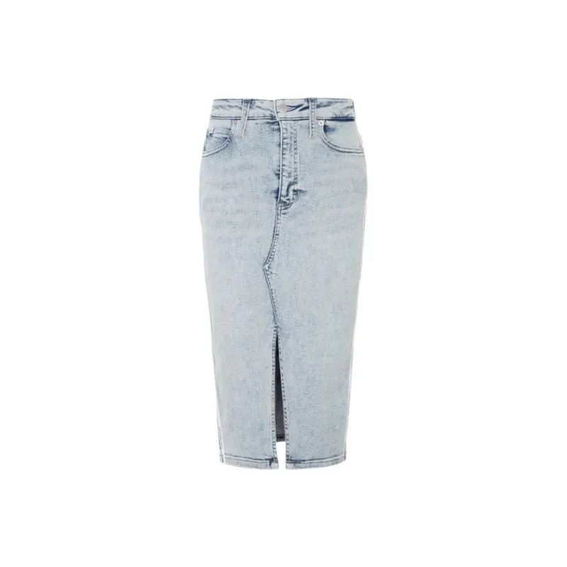 CK/Calvin Klein Denim Long Skirt Women's Light Blue-0