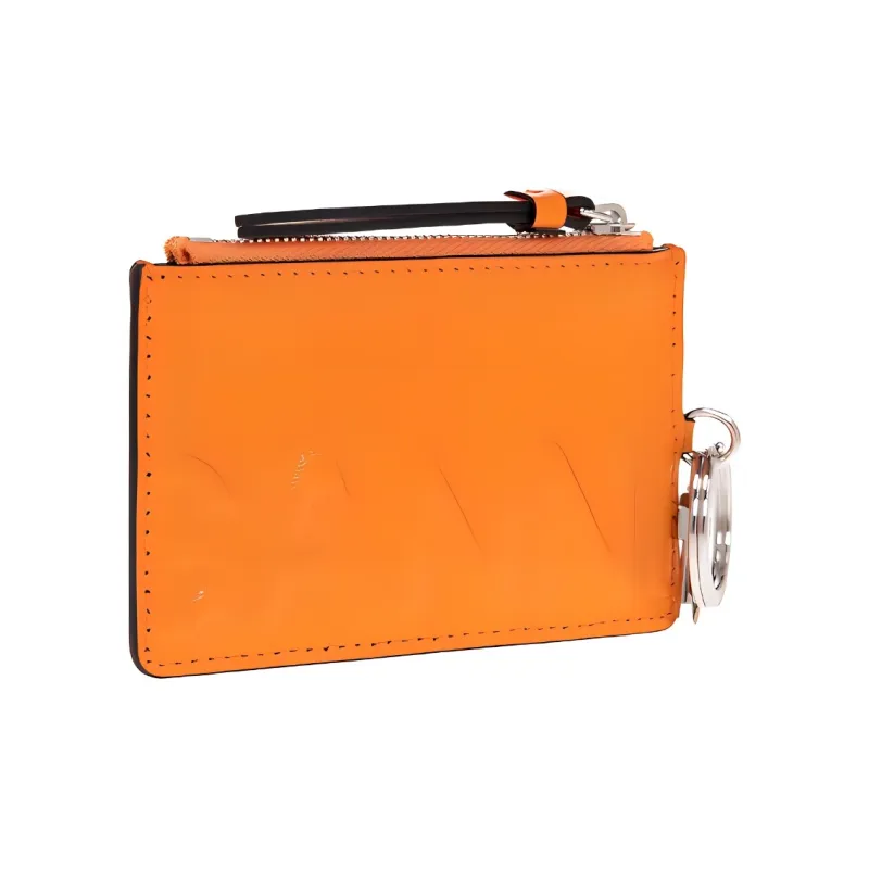 GANNI Smooth Matte Leather Wallet, Coin Purse, Card Holder Women's Orange-1