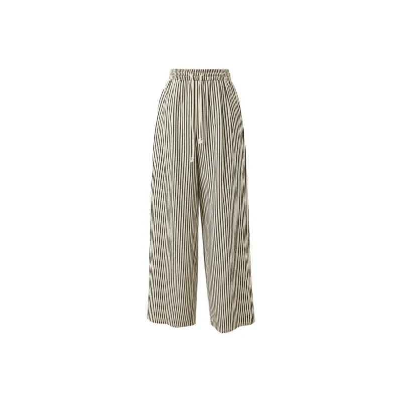 3COLOUR Casual Pants Women's Black Rice Stripes-0