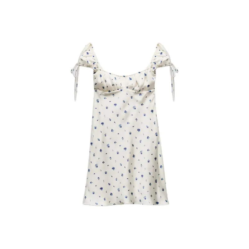 ZARA Short Sleeved Dress Women's White-0