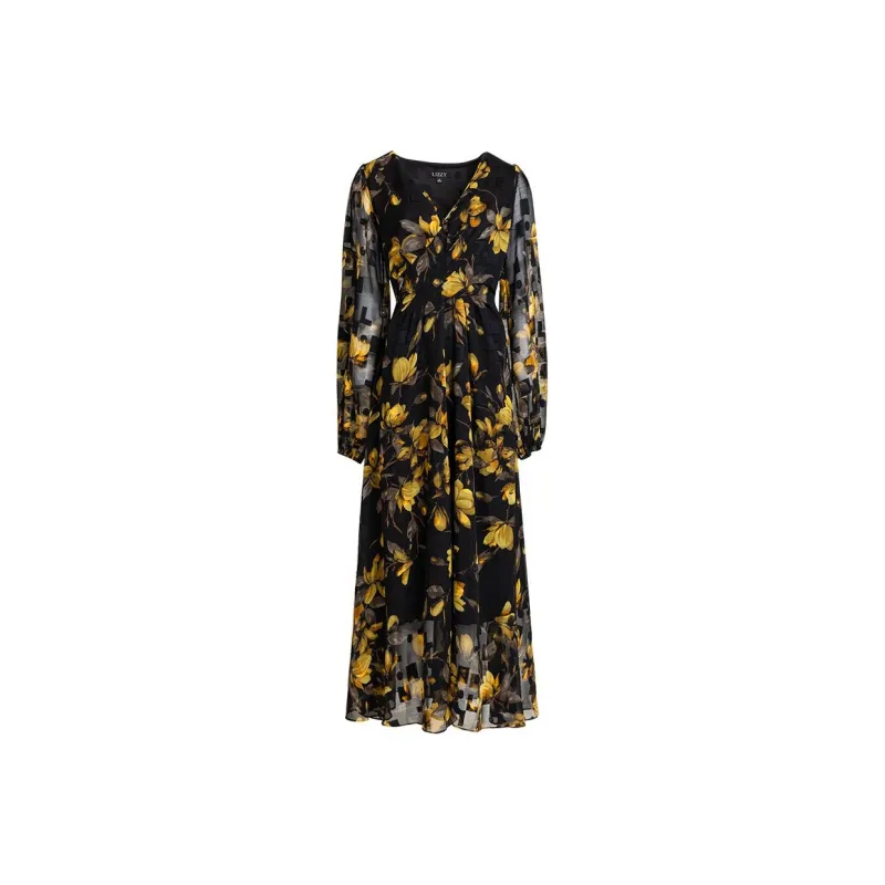 LIZZY SS24 Long-Sleeved Dresses Women's Yellow Flower-0