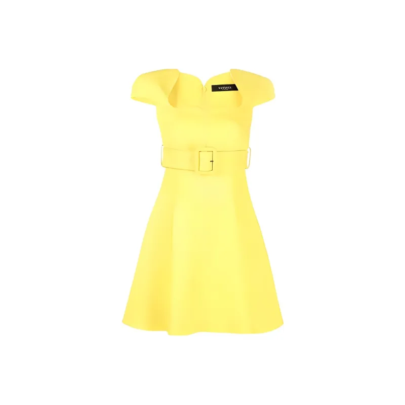 VERSACE Satin Mini Dress 'Yellow'-0