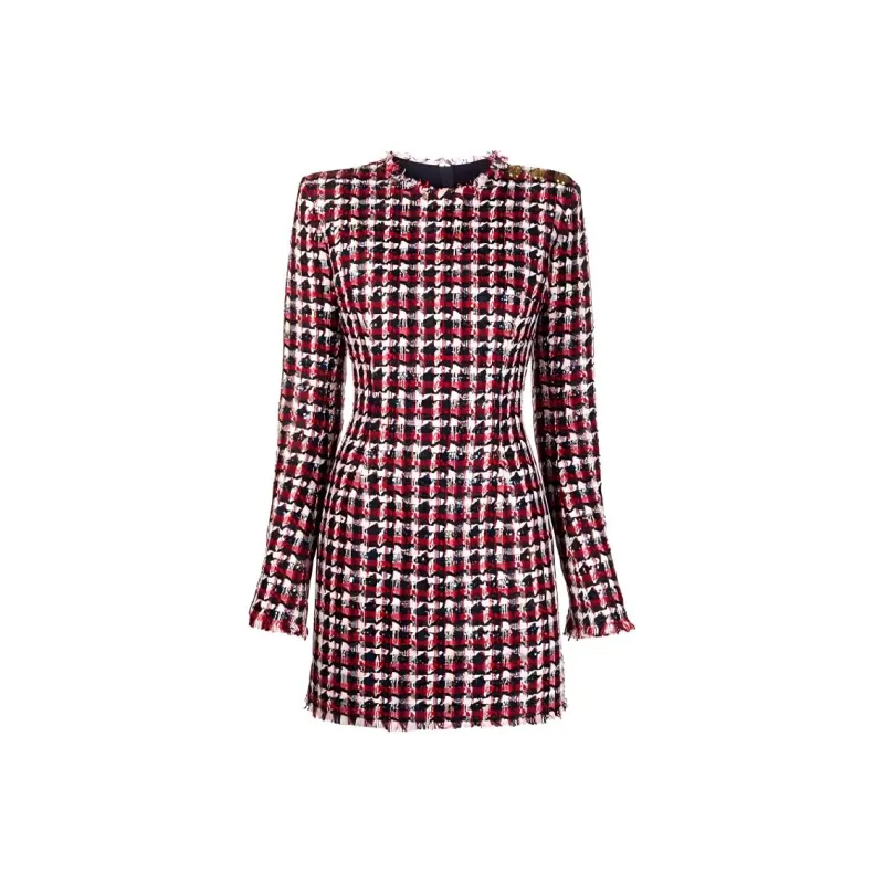 BALMAIN FW21 Long-Sleeved Dresses Women's Red-0