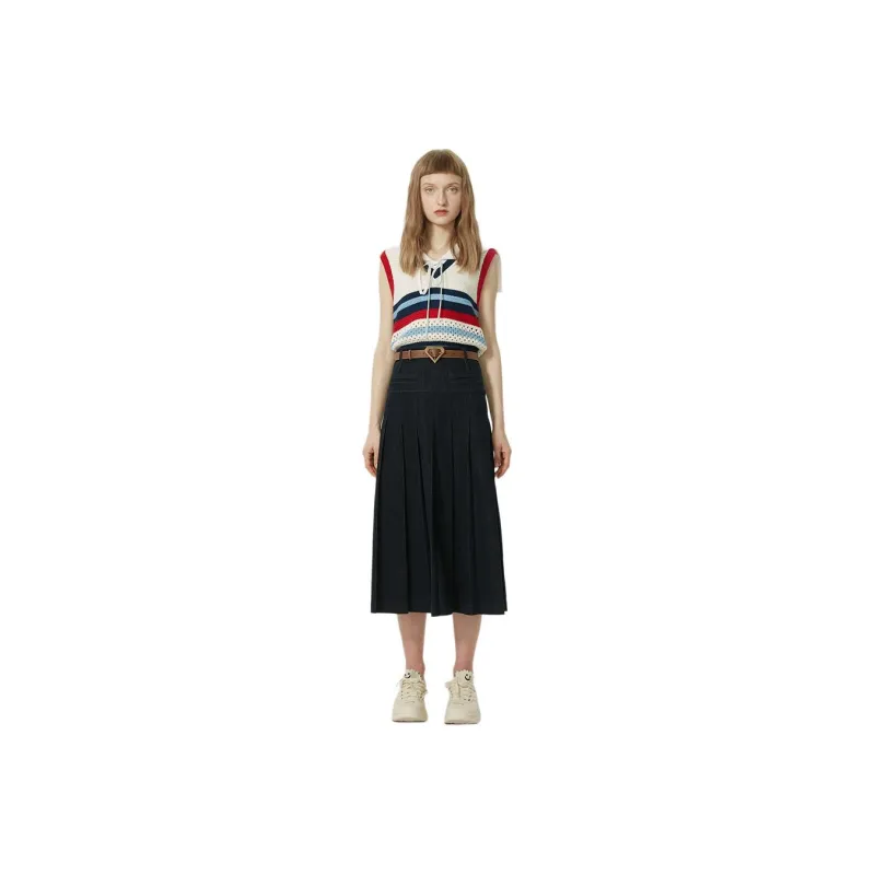 AIVEI Denim Long Skirts Women's Navy Blue/3300-0