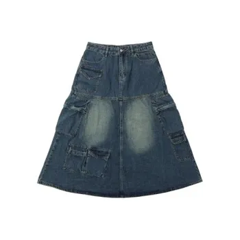 TURNTHETABLES Denim Long Skirts Women's Dark Blue