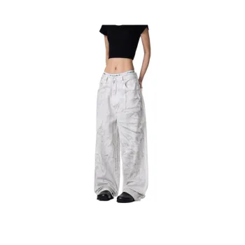 BENGEN Jeans Unisex White Dirty Color