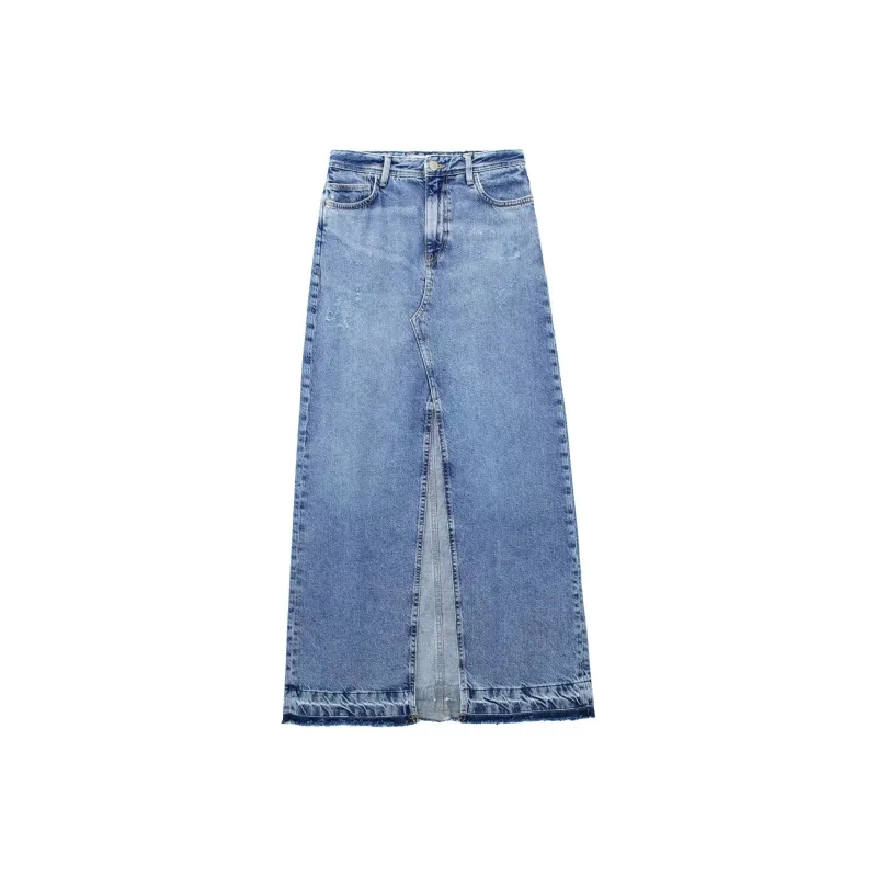 Bird Of Aussie Denim Long Skirts Women's Denim Blue-0