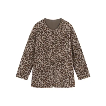 ELF SACK Puffer Jacket Women's Leopard Print Brown