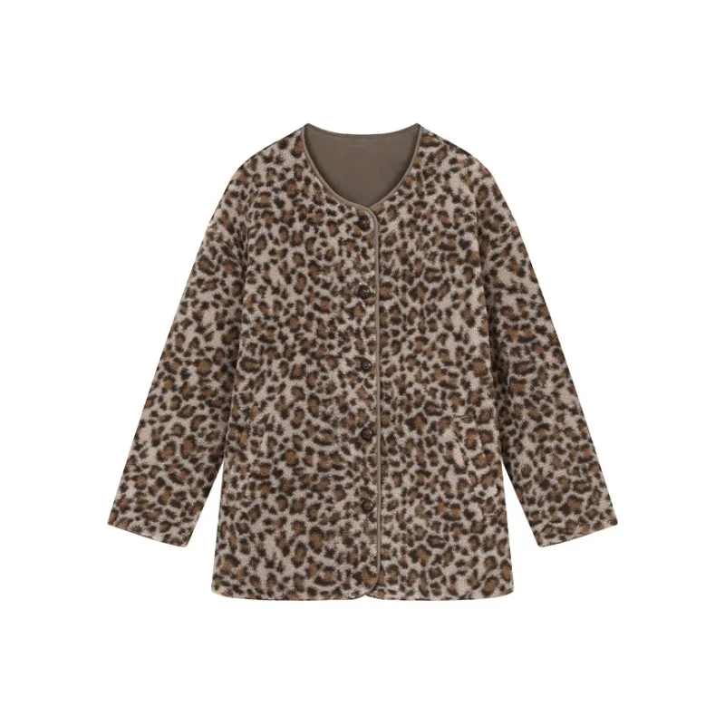 ELF SACK Puffer Jacket Women's Leopard Print Brown-0