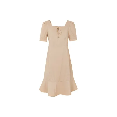 Mapping Short-Sleeved Dresses Women's Natural Khaki