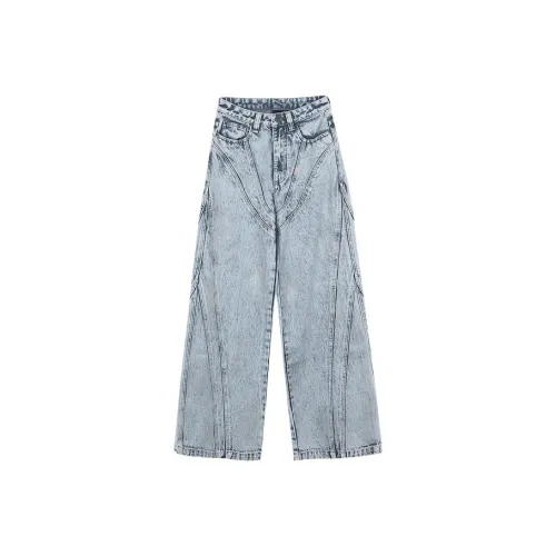 LALABOBO Jeans Women's Light Blue White