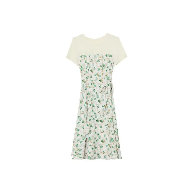 DOSOHEB Short-Sleeved Dresses Women's Green Tulip-0