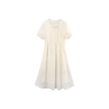 A Paradise For Awakening Short Sleeved Dresses Women's Beige