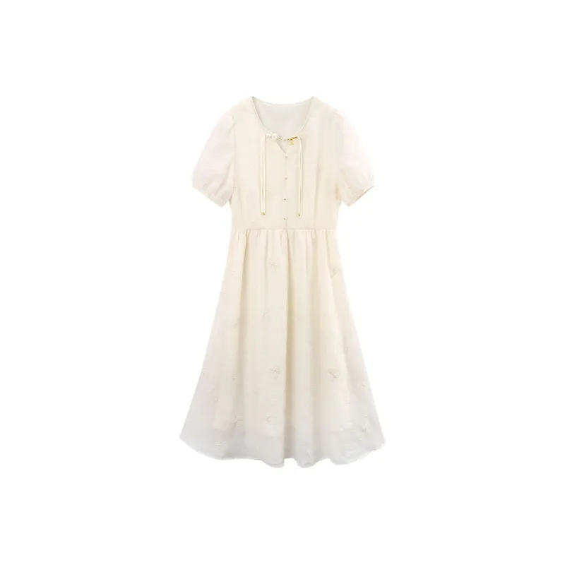 A Paradise For Awakening Short Sleeved Dresses Women's Beige-0