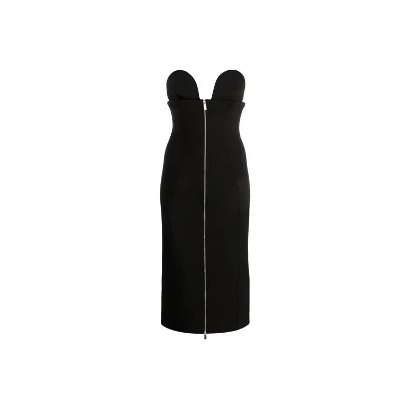 OFF WHITE Strapless Zipped Midi Dress-0