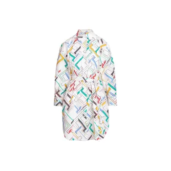 Tommy Hilfiger Th Monogram Print Poplin Shirt Dress Long Sleeved Dresses Women's Multicolor