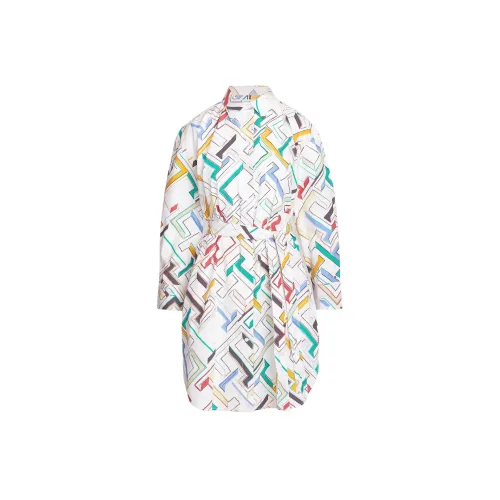 tommy color Hilfiger Th Monogram Print Poplin Shirt Dress Long Sleeved Dresses Women's Multicolor
